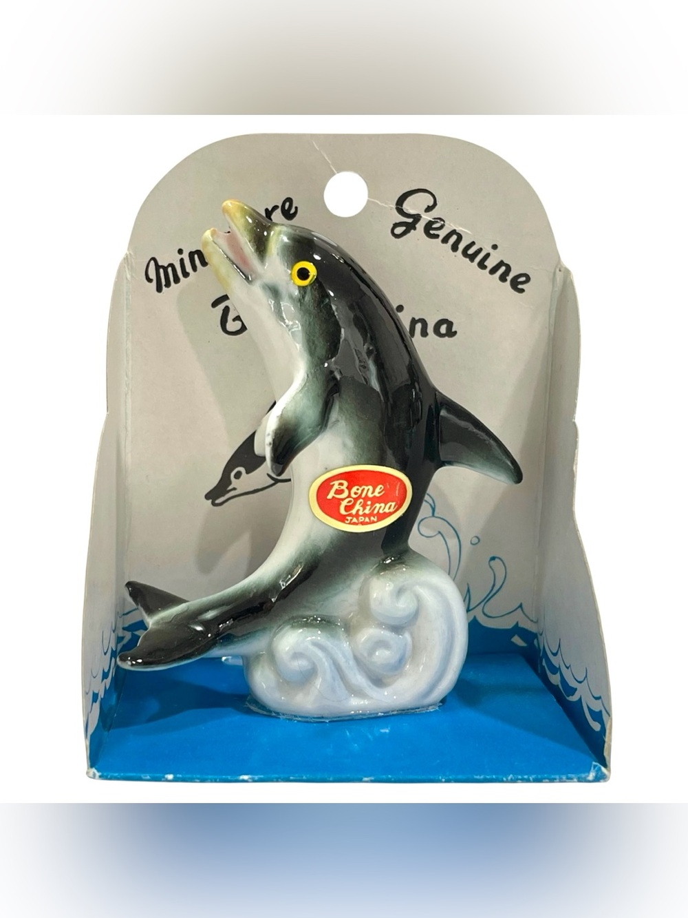 Vintage 1950s Genuine Bone China Dolphin Small Figurine - Made in Japan